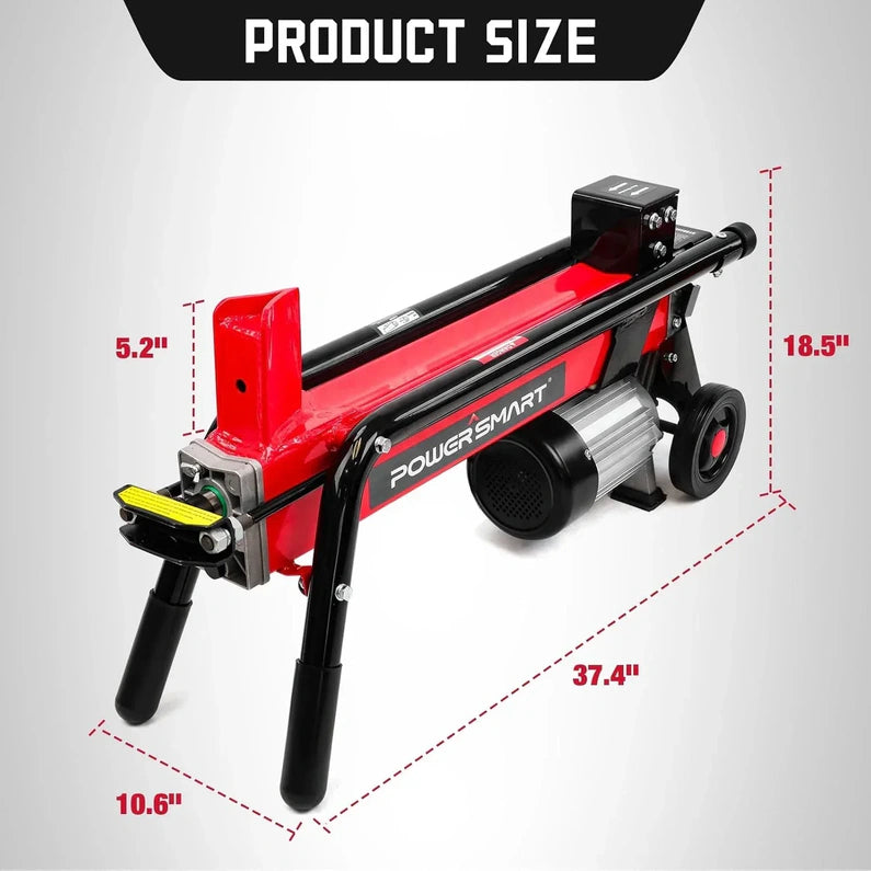 PowerSmart Electric Log Splitter 7-Ton - Efficient Wood Splitter with 3500 Motor Speed, 15 Amp, Horizontal Full Beam Design and Steel Wedge for Firewood & Kindling Cutting