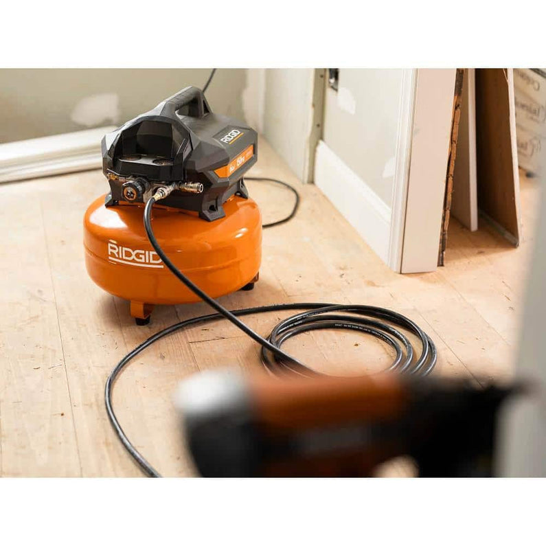 6 Gal. Portable Electric Pancake Air Compressor w/ 18GA Brad Nailer, 16GA Straight Finish Nailer, & 18GA Finish Stapler R69603FK