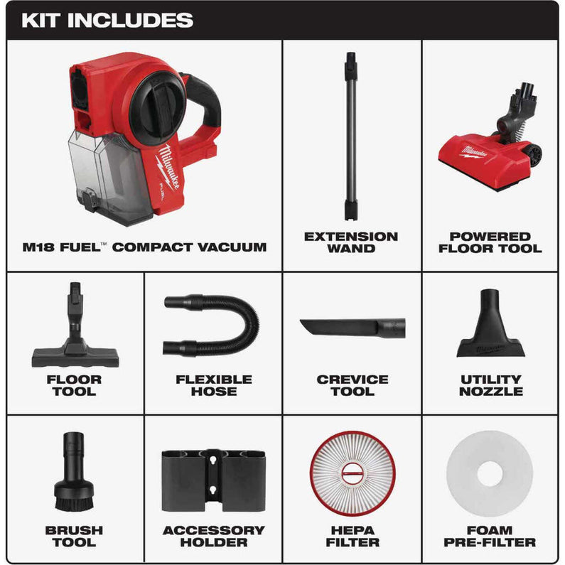0940-20 M18 FUEL 18-Volt Lithium-Ion Brushless .25 Gal. Cordless Jobsite Vacuum with 5.0 Ah Battery and Charger